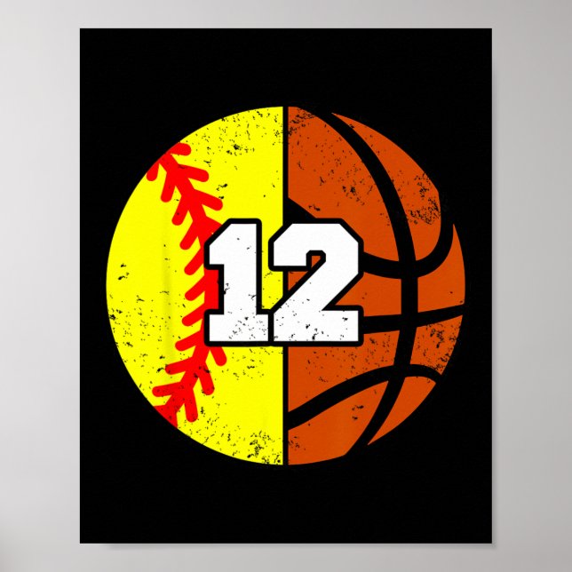 Softll Sketll Number 12 Jersey Funny 12th Birthday Poster (Framsidan)