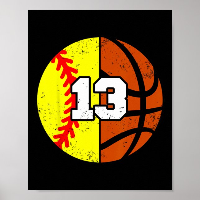 Softll Sketll Number 13 Jersey Funny 13th Birthday Poster (Framsidan)