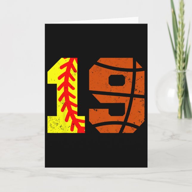 Softll Sketll Number 19 Jersey Funny 19th Birthday Kort (Framsida)