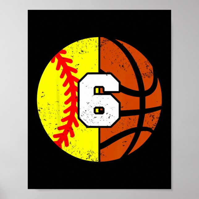 Softll Sketll Number 6 Jersey Funny 6th Birthday  Poster (Framsidan)