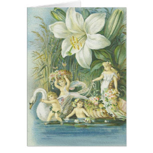 Softness - älvor, svan och blomma hälsningskort