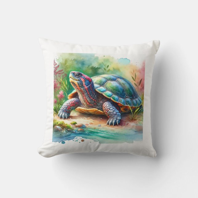 Softshell Turtle 221024AREF149 - Watercolor Kudde (Framsida)