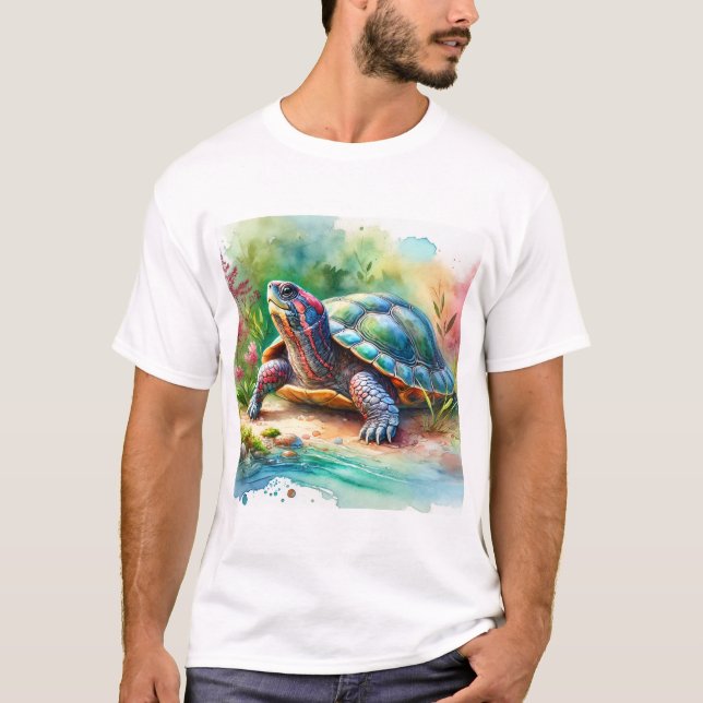 Softshell Turtle 221024AREF149 - Watercolor T Shirt (Framsida)