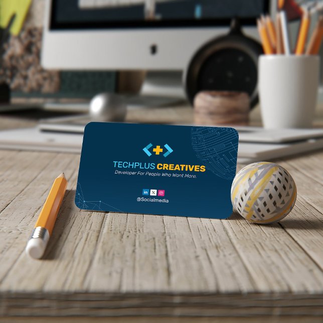 Software Developer Business | Modern blå streckkod Visitkort (Skapare uppladdad)