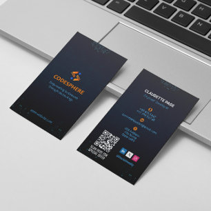 Software Developer Business Modern Blue Potrait Visitkort