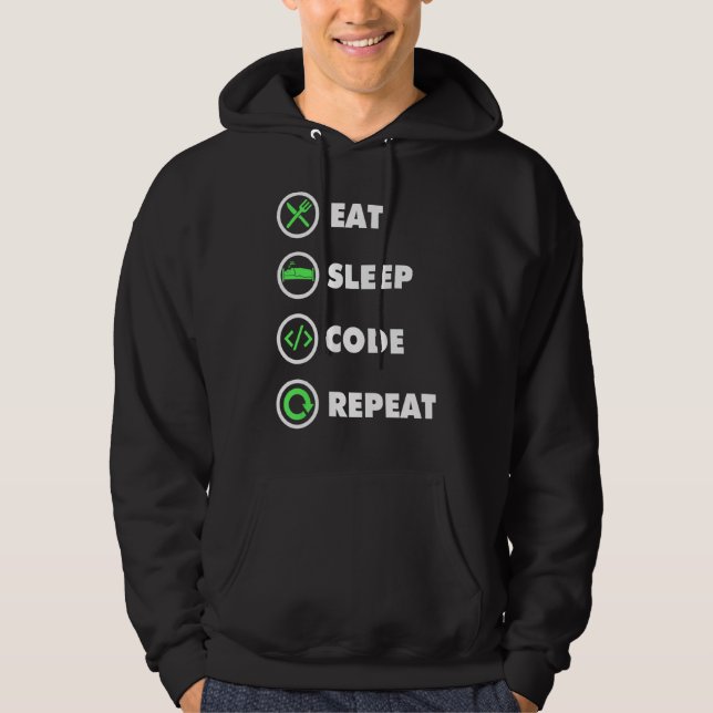 Software Developer Computer Coder Eat Sats Code R Hoodie (Framsida)