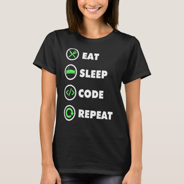 Software Developer Computer Coder Eat Sats Code R T Shirt (Framsida)