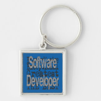 Software Developer Extraordinaire Fyrkantig Silverfärgad Nyckelring