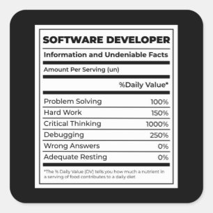 Software Developer Funny neutrritunal Fyrkantigt Klistermärke