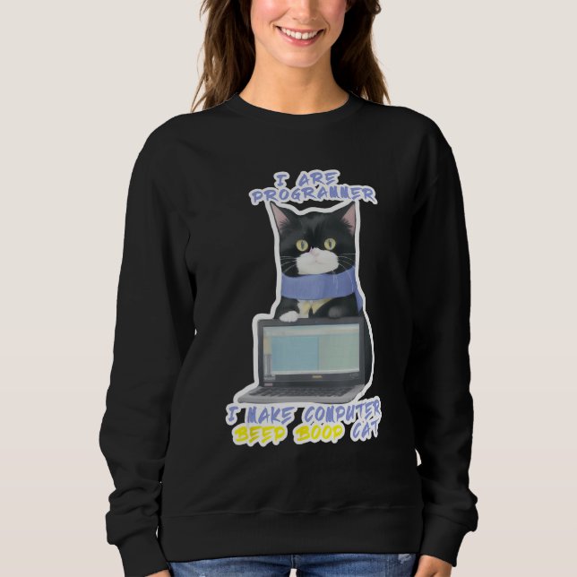Software Developer Make Computer Black Cat Program T Shirt (Framsida)