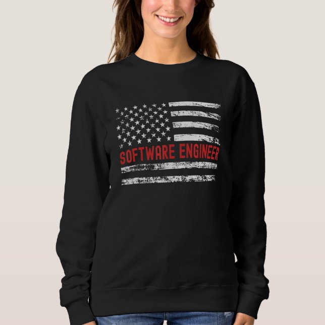 Software Engineer USA Flag Profession Retro Job Ti T Shirt (Framsida)