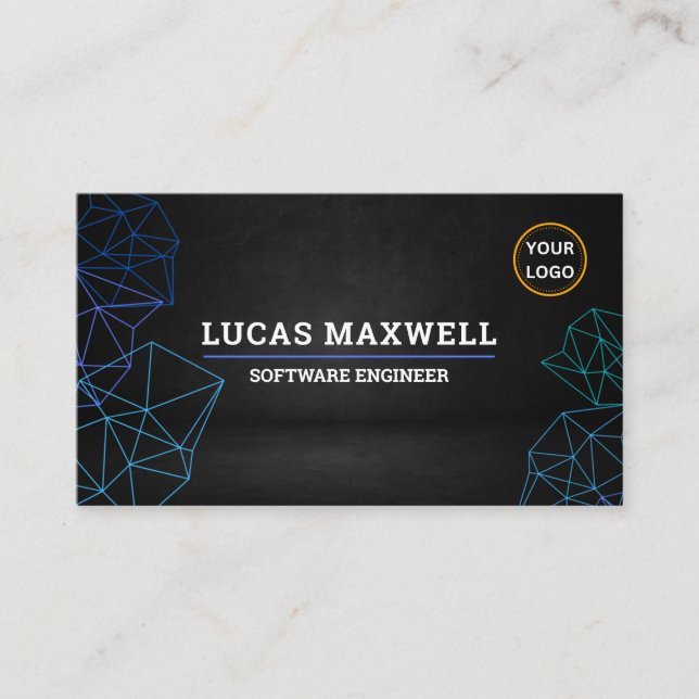 Software Ingenjör Affärskort Black Futuristiska Visitkort (Framsida)