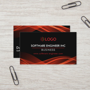 Software Ingenjör Affärskort Black Red Modern Visitkort