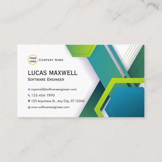 Software Ingenjör Affärskort Grönt Modern Visitkort (Baksida)