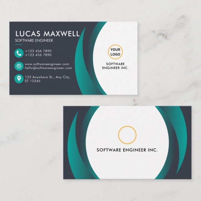 Software Ingenjör Affärskorten Blue och White Visitkort (Fram/baksida)