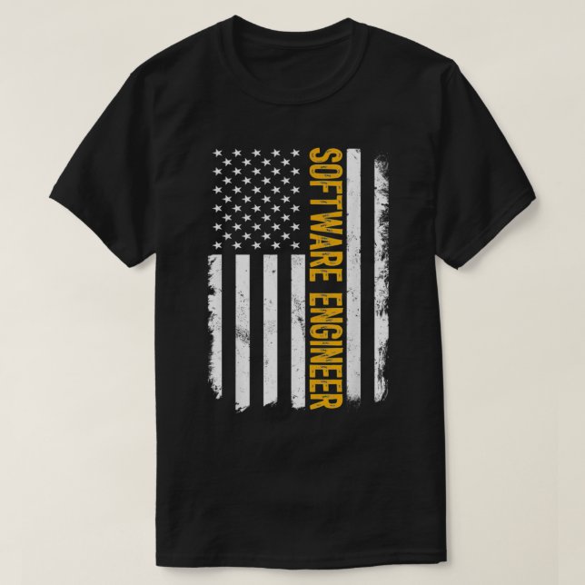 Software Ingenjör Job, American Flagga Career T Shirt (Design framsida)