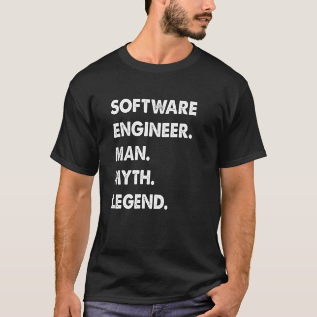 Software Ingenjör Man Myth Legend T Shirt (Framsida)