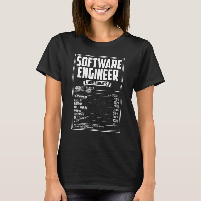 Software Ingenjör Näringsfaktorer T Shirt (Framsida)