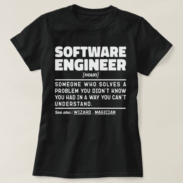 Software Ingenjör Noun Computer Geek Coding Älskar T Shirt (Design framsida)
