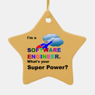Software Ingenjör Superhjälte Julgransprydnad Keramik