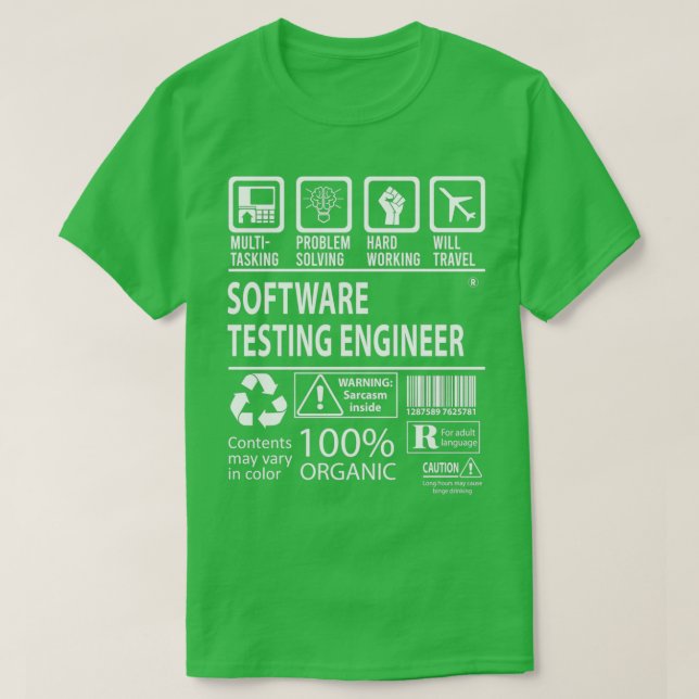 Software Testa multitasking-jobbet Ingenjör ger de T Shirt (Design framsida)