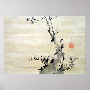 Soga Shohaku gren av att blomstra plommonet Poster