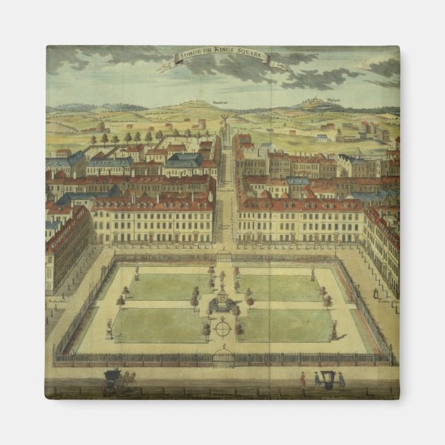 Soho eller Kung Square, för "Stow's Survey of Lond Magnet (Framsidan)