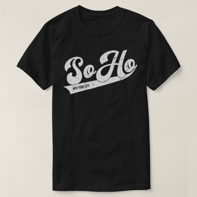 Soho New York City Typographic Distressed Design  T Shirt (Design framsida)