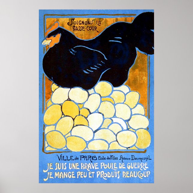Soignons la basse-cour ~ Vintage Fransk WW1. Poster (Framsidan)