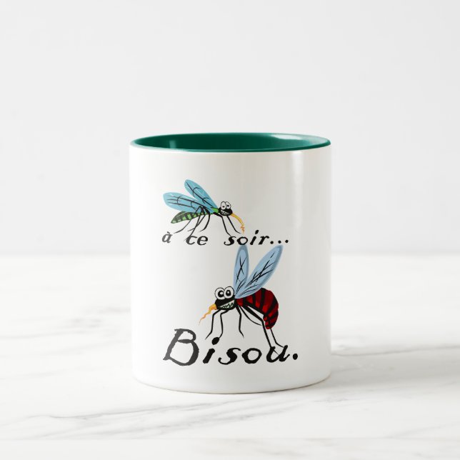 soir bisous moustique humour citation été  Två-Tonad mugg (Center)