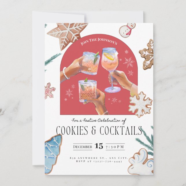Soiree under julfesten "Cookies & Cocktails" Inbjudningar (Framsida)