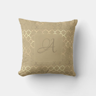 Sojabönsmonogram Quatrefoil Newlyweds Bröllop Kudde