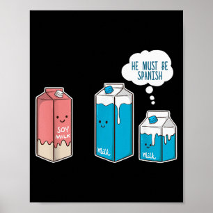 Sojamjölk Han måste vara spansk Roligt skämt Vegan Poster