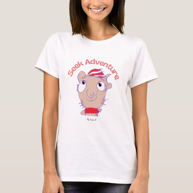 "Sök äventyr" Dam-T-Shirt T Shirt (Framsida)