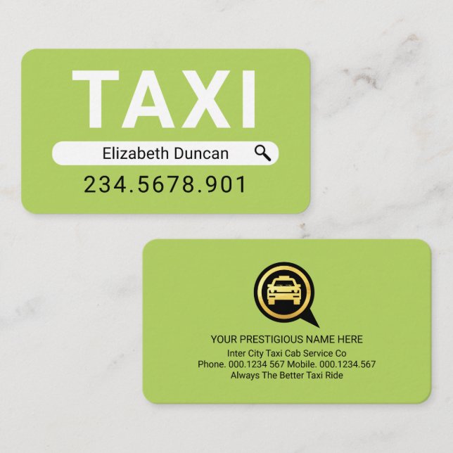 Sök Ditt Namn Taxichaufför Visitkort (Fram/baksida)