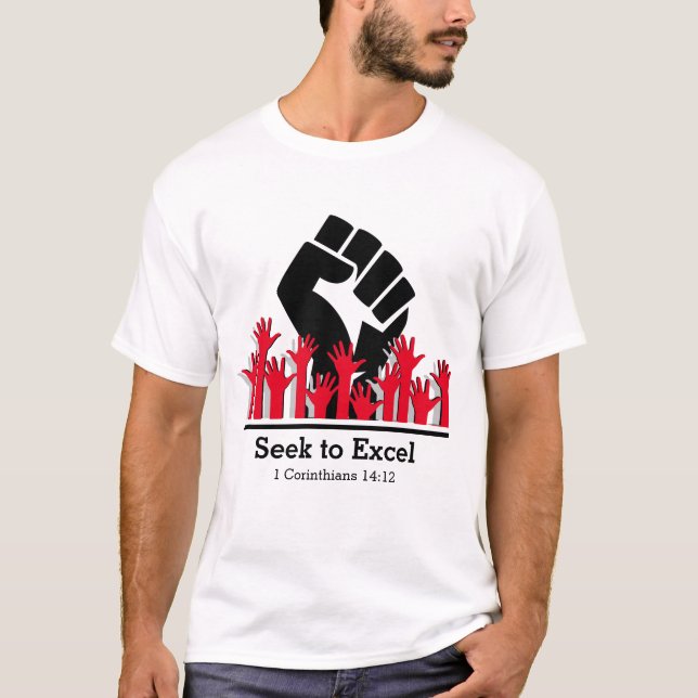 SÖK EFTER ATT EXCEL Power Fist MLK BHM-ANPASSAD T Shirt (Framsida)
