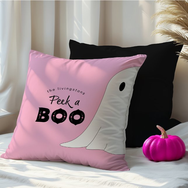 Sök efter en Boo Personlig Ghost Rosa Halloween Kudde (Skapare uppladdad)