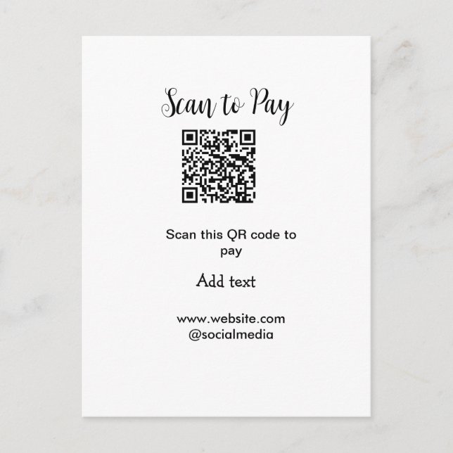 Sök efter för att betala skanna QR-kod lägga till  Vykort (Framsida)