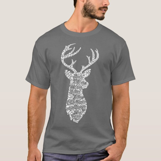 Sök efter Gömt meddelande, God jul Hjort Tee Shirt (Framsida)