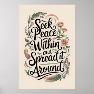 Sök fred inom spridning runt design poster