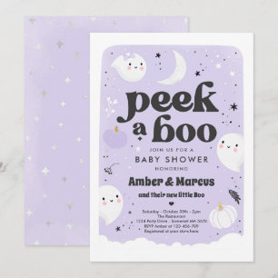 Sök i en Boo Cute Lila Ghost Baby Shower Inbjudningar