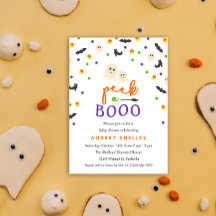 Sök i en Boo Halloween-babyvisningsinbjudan