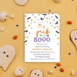 Sök i en Boo Halloween-babyvisningsinbjudan Inbjudningar