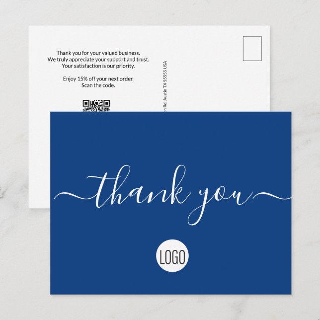 Sök igenom kodrabatten i nästa order Blå vit logot Vykort (Fram/baksida)