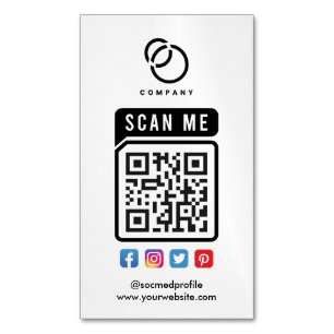 Sök igenom ME QR Code Social Media Logotyp Modern Magnetiska Visitkort