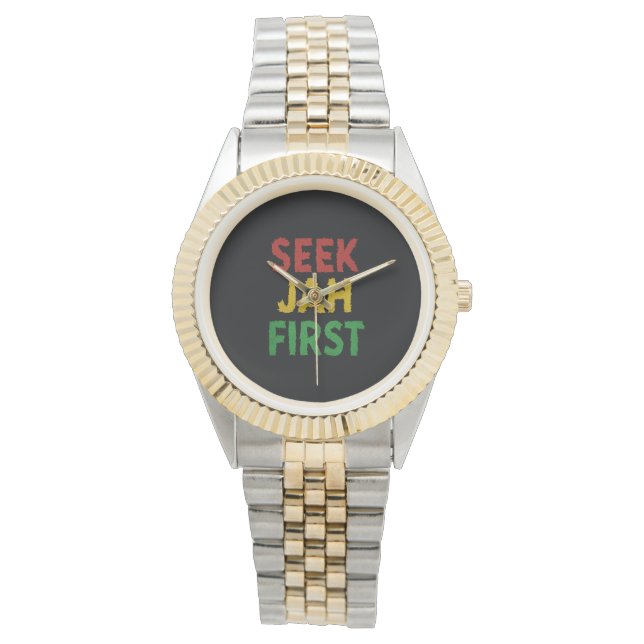 Sök Jah Först Rastafarian Reggae Rasta Färger Armbandsur (Framsida)