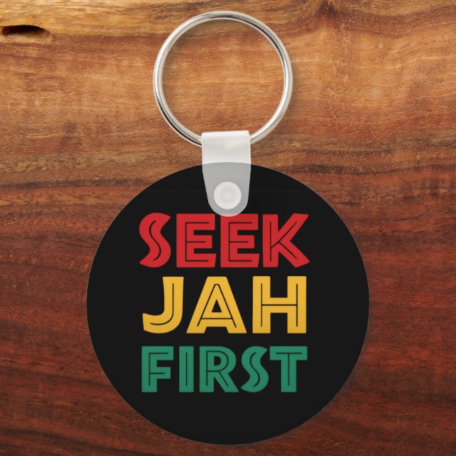 Sök Jah Först Rastafarian Reggae Rasta Färger Nyckelring (Baksida)
