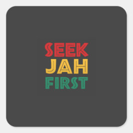 Sök Jah Först Rastafariansk Reggae Rasta Färger Fyrkantigt Klistermärke