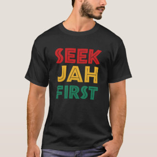 Sök Jah Först Rastafariansk Reggae Rasta Färger T Shirt