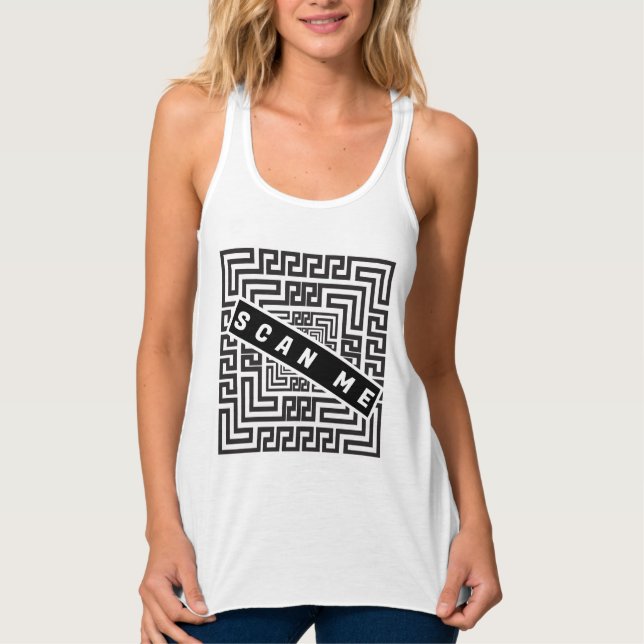 SÖK MIG QR CODE BLACK WHITE ROMANTIC BRÖLLOP LINNE MED RACERBACK  (Framsida)